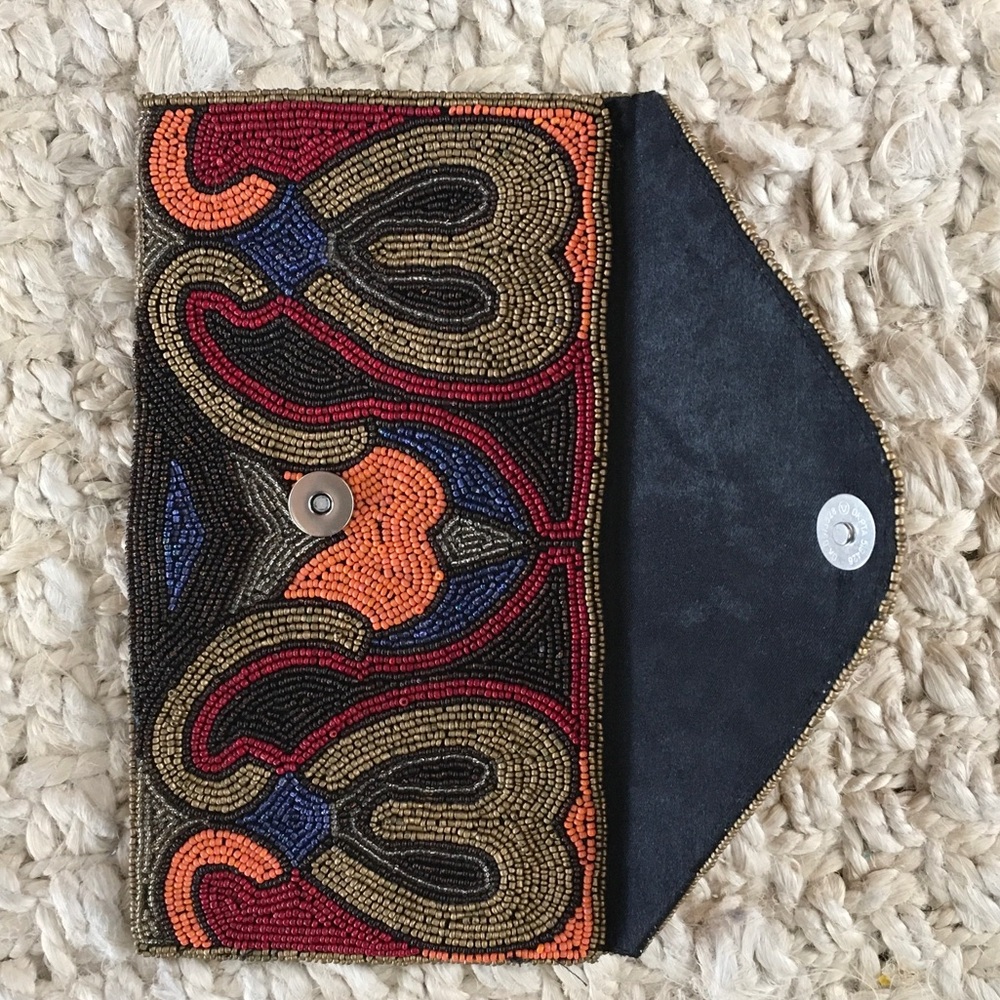 Beaded Floral Envelope Clutch - Multicolor - Picture 3 of 3
